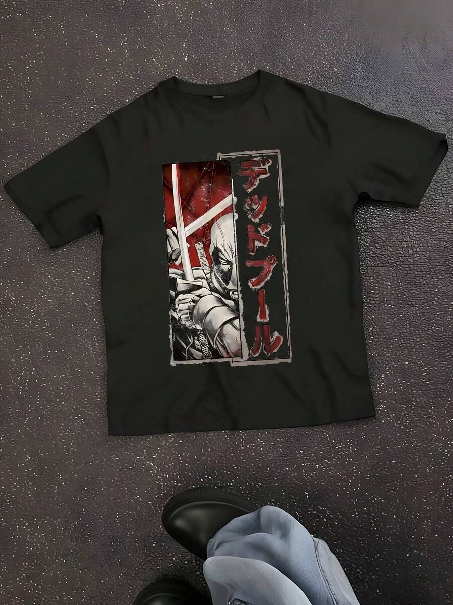 Big & Tall Classic Deadpool Sword Kanji Men's Tops Short Sleeve Tee Shirt, White, 3X-Large - màu đen - Xem 1
