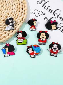 1 Classic Cartoon Badge - Cute Mafadaename Badge, Vibrant Colors, Durable Acrylic Badge For Clothing, Backpacks, Jackets - Unique Gift For Friends, Apparel Accessories, Lively Design, High-Quality Badge, Backpack Accessories, Fashion Accessories, Retro Aesthetics, Funny Style, Durable Material, Sturdy Construction, Decorative Badge, Logo Collection - Multicolor - View 7