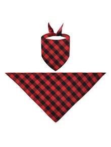 1pc Customized Pet Bandana, Customizable Printed Name/Text, Multi-Color Plaid One Size Triangle Scarf, Adorable Pet Customization/Minimalist, Cat Dog Triangle Kerchief, Suitable For Medium Small Pets/Kittens, Pet Anniversary Birthday Pet Accessory Decor, Christmas Gift, Indoor Outdoor Use - Multicolor - View 13