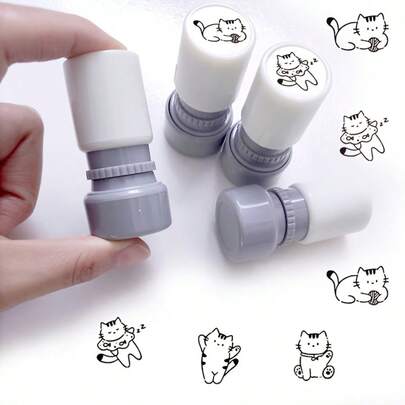 Cute Cat Stamp Set - Fun Cartoon Cat Design Stamps, Suitable For Crafting And Scrapbooking Decoration