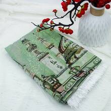 70*110cm Gold Silk Cotton Gauze Thin Plaid Carpet, Round Ball Carpet Mat