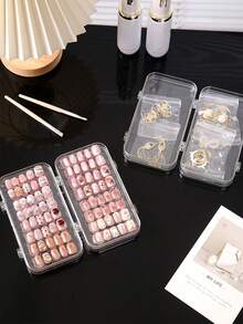 3-Fold Nail Display Box, Suitable For Popular Influencer Nail Stickers, Transparent Dust-Proof, Suitable For Nail Art And Jewelry Storage