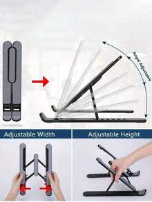 1PC Universal Laptop Tablet Stand, Hanging Plastic Folding Portable Stand, Easy To Increase Height And Heat Dissipation 6-Level Adjustable Portable Foldable Laptop Stand Cooling Holder ﻿,Laptop Stand, Desktop Folding, Mobile Phone, Tablet Height Increasing, Suspended Stand, Portable With Heat Dissipation Base