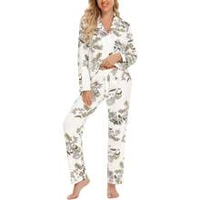 Women's Long Sleeve Button Down Pajama Sets Soft Loungewear Sleepwear For Women S-XXL - 白花 - 查看 1