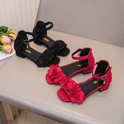 1 Đôi dép xăng đan đế mềm chống trượt thoải mái nhẹ họa tiết hoa phong cách công chúa thời trang thường ngày cho bé gái