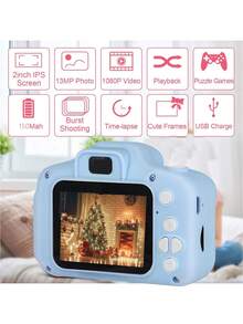 YAIUZGOO 1080P Digital Camera With 2-Inch Screen, Christmas/Birthday/Holiday Gift, Cute & Portable, Suitable For Men & Women, 150mAh Battery - Blue - View 4