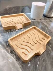 1pc Wooden Soap Dish Bamboo Soap Holder Handmade Soap Box - Multicolor - View 3