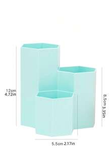 1件创意化妆眉笔收纳盒办公文具多格笔筒学生桌面六角笔筒批发办公桌摆件收纳桶笔筒化妆刷桶 - 彩色 - 查看 10