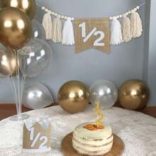 Pancarta de silla alta para medio cumpleaños, corona de sombrero para medio cumpleaños, decoraciones de fiesta para bebé de 6 meses, accesorios de foto blanca para baby shower, suministros de fiesta de baby shower, regalos de baby shower para invitados, revelación de género, favores de fiesta de baby shower, mamá de niño, embarazo, despedida de soltera, 1er cumpleaños, primer cumpleaños, artículos esenciales para bebé, rosa, anuncio de bebé, anuncio de embarazo - Multicolor - Ver 2