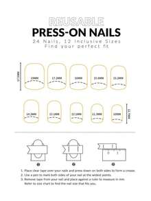 24Pcs Short Square Black Metallic Gold Foil Simple False Nail Tips Manicure Set - Suitable For Women And Girls Press On Nails Nail Supplies Nails - màu đen - Xem 5