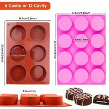 6/8/12 件套连续圆形巧克力蛋糕硅胶模具,不粘耐热可重复使用硅胶模具,适用于制作夹心饼干、煎饼、纸杯蛋糕、巧克力、布朗尼、布丁、果冻和其他圆柱形糖果巧克力涂层饼干,专业家用厨房烘焙模具,多功能烘焙配件,情人节巧克力蛋糕和甜点模具 - 彩色 - 查看 5