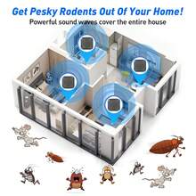 2/4件套室内电子驱虫器，带超声波USB插头，专为驱除跳蚤、蚊子、老鼠、蜘蛛、蚂蚁和蟑螂等害虫而设计。解决方案可靠，适用于家庭和办公室害虫防治。