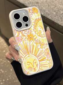 Yellow Sun Graphic Lychee Texture Shockproof Anti-Slip Soft Phone Case Cover Compatible With Apple & Phones Waterproof Anti-Fall Scratch ResistantFOR-YOUR-BELOVED-PHONEChristmas Gifts - Kiểu 1 (1 CÁI) - Xem 4
