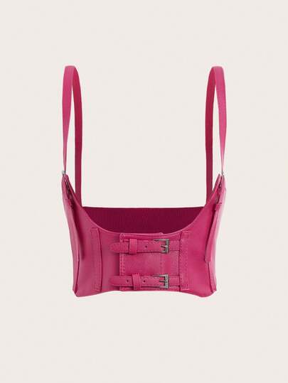 1pc Casual Elastic Waist Belt, PU Leather Adjustable Waist Cincher