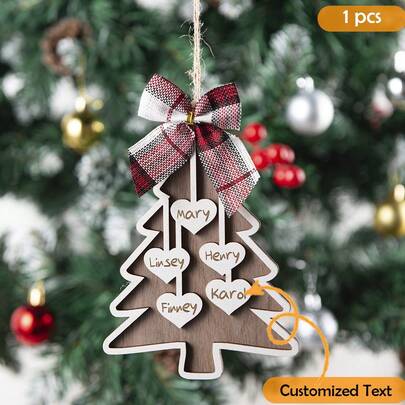 1 Personalized Christmas Ornament (With Name), Christmas 2025, Custom Wooden Christmas Tree Ornaments, Christmas Decorations, Christmas Gifts, Ornaments For A Family Of 3, 4, 5, 6 People, Christmas Decorations, Christmas,Personalised Gifts