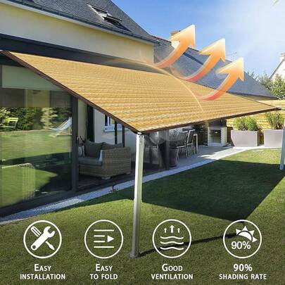 Red de Sombra Exterior (4x3m), Red de Sombra Exterior Súper Fuerte, 90%, Tejido Cruzado, Artesanía de Borde de Bloqueo de 6 Vías, Adecuada para Jardines y Sitios de Camping.