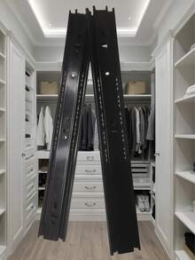 三节不锈钢抽屉滑轨，静音软关闭家具抽屉滑轨，书桌、衣柜抽屉滑轨，滚珠轴承衣柜抽屉滑轨 - 軍綠色 - 查看 3