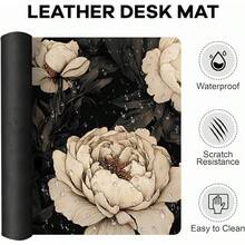 Tapete de computadora de piel de 80 x 30, alfombrilla de mouse larga extendida, impermeable, para oficina y hogar (crisantemo, 31.5 x 11.8 pulgadas) - Cráneo - Ver 2