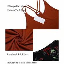 Women's Cami Pajama Set Sleeveless Racerback Tank Top Soft Sleepwear For 2025 - Wine Red - View 5