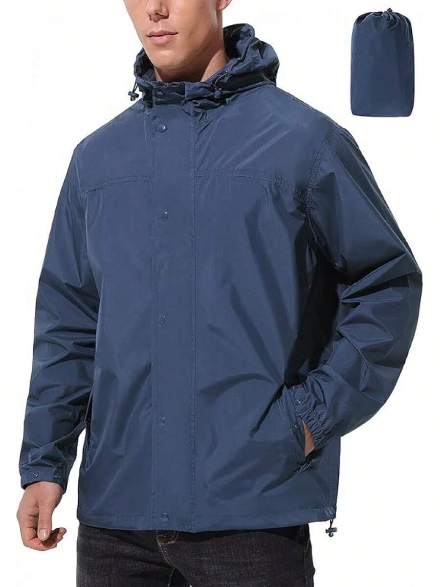 GYHSLightweight Rain Waterproof Windbreaker Packable Rain Coat - 藏蓝色 - View 1