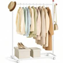 Clothes Rack Clothes Rail On Wheels Portable Garment Rack With 1 Clothes Hanging Rail MatchstickShaped Hooks Matte  UHSR170W01