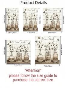 Set de perdele de duș retro cu fluture și sticlă, 1/3/4 buc, accesorii impermeabile și rezistente la uzură, cu 12 cârlige - include husă pentru scaun de toaletă, covorașe de baie și covoare - țesătură din poliester antiderapantă - lavabilă - perfectă pentru decor de sărbători, decor pentru casă/dormitor/casă/vest, decor de Crăciun