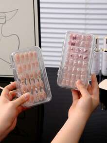 3-Fold Nail Display Box, Suitable For Popular Influencer Nail Stickers, Transparent Dust-Proof, Suitable For Nail Art And Jewelry Storage