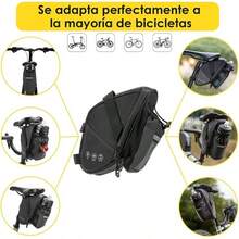 Bolsa para Bicicleta Con Soporte Botella, Impermeable Bolsa de Asiento Sillín para Bicicletas, Reflectante y Gran capacidad Soporte para Botella de Agua con Gancho Trasero para Ciclismo - Poliuretano (PU) - Ver 2