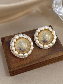 1 Paar Ohrstecker mit Kunstperlen für Frauen, elegante goldene Ohrstecker für täglichen Gebrauch, Party-Schmuck, Halloween, Weihnachtsgeschenke