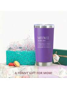 1pc 20oz Stainless Steel Tumbler With Lid - Mimi Quote, Unconditional Love, Reusable Drink Cup For Hot & Cold Beverages, Green/Deep Red/Purple, Perfect Gift For Mother'S Day Or Birthdays, Insulated Coffee Cup, Sentimental Cup Design, Durable Drinkware - 紫色 - 查看 5