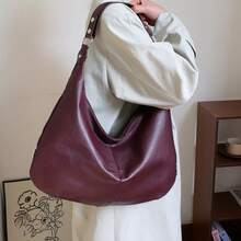 Monederos de piel sintética para mujer, bolsos grandes de diseñador de moda para mujer, bolsos tipo cubo - Burdeos - Ver 2