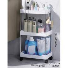 1 Piece 2/3/4 Widened Rolling Storage Cart Trolley, Bathroom Storage Mobile Rack, Multi-Functional Practical Rack, Kitchen, Laundry Room, Bedroom, Office Storage And Organization, Cart Storage Rack, Multi-Functional Kitchen Vegetable Tray Drip Rack, Bathroom Skin Care/Shower Gel/Towel Storage Rack, Household Storage Rack - Multicolor - View 9