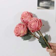 1支/3支仿真珊瑚粉火焰玫瑰，逼真花朵，适用于母亲节装饰、婚礼季、毕业礼物、烛光晚餐、学校宿舍办公室装饰、户外派对活动节日生日派对装饰、家居入口酒店餐厅客厅卧室厨房花园装饰、情人节装饰、复活节、春夏装饰，四季皆宜。