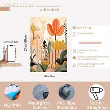 3 Pieces Set Art Deco Modern Tropical Jungle Canvas Wall Art Prints, Abstract Botanical Bohemian Landscape Posters For Home Office Decor, Optional Frame Indoor Portrait Wall Hangings, Wall Art With Frame - Multicolor - View 15