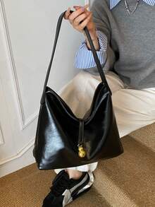 Fashionable New Women's One Shoulder Crescent Bag, Retro Tote Bag, Minimalist Chic Solid Color PU Leather, Versatile For Travel, Shopping, Commuting, Elegant Handbag