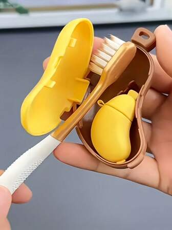 Creative Lovely Banana-Shaped Toothbrush Storage Box - Portable Travel And Home Electric Toothbrush And Toothpaste Storage, Dust-Proof Protective Case, Ergonomic Design, Yellow, Odour-Free (Japanese And Korean Style Oral Care), Toothbrush Travel Case, Fun Shape, Smooth Surface,Gifts For Women,Christmas Gifts,Gift Ideas For Women