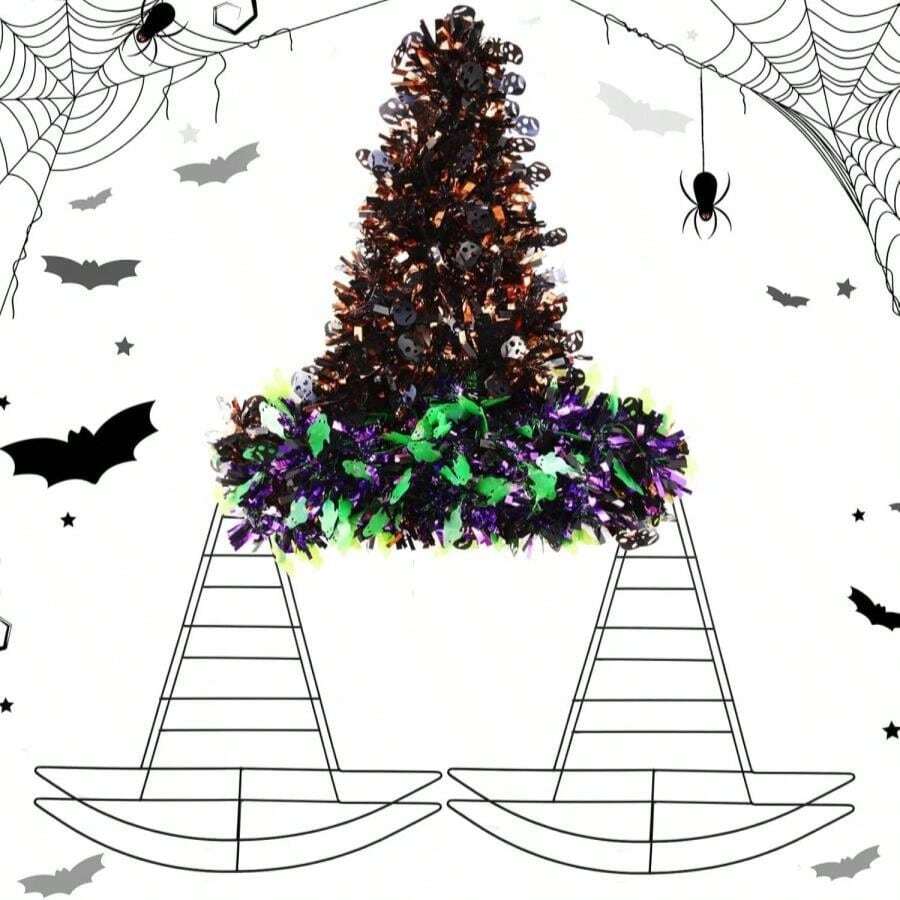 Hotop 5 Pieces Hat Shaped Metal Wreath Form For Halloween Elf Hats Wreath Frame Pirate Ship Witch Hat Metal Frame For Halloween DIY Crafts Holiday New Year Wall Door Decors (20.9 X 22.1 Inch) - ColorC - View 1