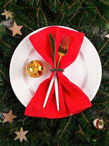 10 piezas Juego de Anillos para Servilletas Navideños, Soporte para Servilletas Corona de Bayas Rojas, Anillos para Servilletas Navideños para Decoraciones de Mesa de Navidad, Cenas y Bodas de Invierno