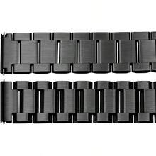 Correa de reloj clásica de acero inoxidable de 18mm 20mm 22mm 24mm, correa de reloj de metal cepillado en plata y negro para mujeres y hombres, correa de reemplazo de reloj con doble hebilla - Tornillo negro - Ver 4