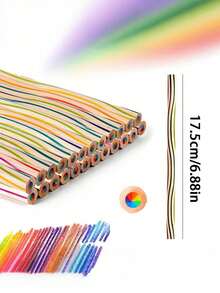 Multiple Rainbow Core Wooden Colored Pencils, Multi-Color Rainbow Cores, Suitable For Schools, Families, Sketching, Doodling, DIY Art Supplies, Decorative Rainbow Color Water-Soluble Wooden Pencils, School Classes, Painting, Wooden Rainbows, Christmas Classes, Rainbow Pencils, Colored Pencils, Watercolors, The Best Gift For Family - Multicolor - View 4