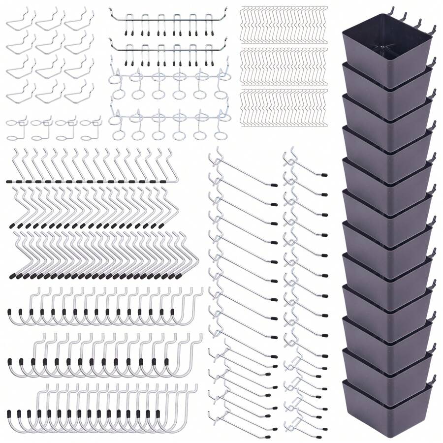 278PCS Pegboard Accessory Organizer Kit Pegboard Hook Kit With Storage Case For Organizing Various Tools, 1/8" 1/4" Pegboard Hook Assortment, Ideal For Hanging Storage, Garage Wall Accessories/ Easily Tidy Up Garage Walls - Multicolor - View 1