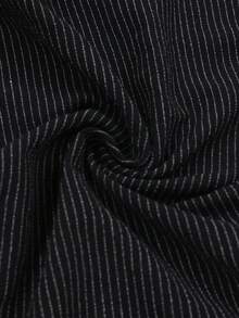 Men's Street Style Striped Wide Leg Pants, Fashionable Draping Straight Leg Casual Business Striped Wide Leg Trousers, Autumn/Winter - Black - View 7