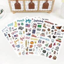 Pegatinas Decorativas/Pegatinas de Planificación Estacional de Vacaciones - Pegatinas de Planificador Diario - Varias Pegatinas Adecuadas para Decoración, Planificación, Scrapbooking, Diario Estético y Diario de Chatarra Suministros Escolares - Mezcla de colores - Ver 5