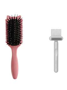 1pc Multifunctional Curling Comb And Cleaning Set Features Boar Bristles And Nylon, Along With A Wet And Dry Massage Function To Easily Combat Frizz. The Set Also Includes A Multifunctional Hair Cleaning Brush For Removing Hair Loss And Cleaning The Comb. - Multicolor - View 11