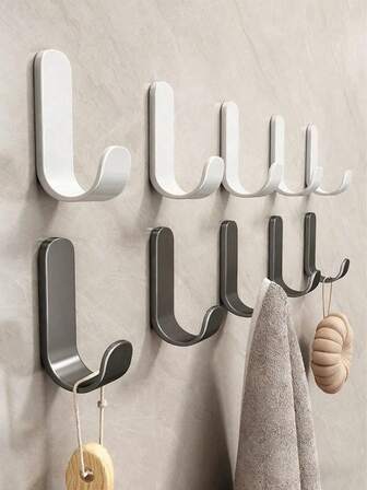 Household Punch-Free J-Shaped Wall-Mounted Traceless Strong Self-Adhesive Hook, Door-Behind Sticky Hook, Can Be Used To Hang Keys, Scissors, Tape, Bags And Umbrellas And Most Other Household Items, Suitable For Behind The Door, Kitchen, Bathroom, Toilet, Bedroom And Living Room, Is A Good Home Accessories, Wall Hook