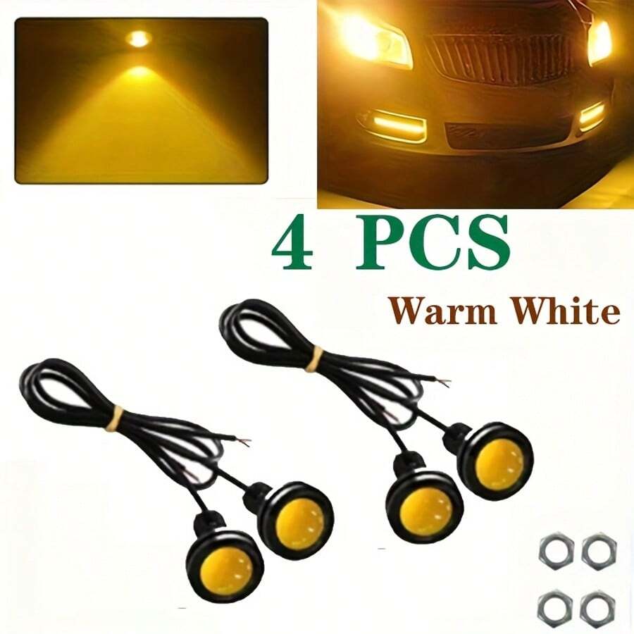 4 件装 18 毫米 LED 汽车鹰眼灯 12V 专用照明灯具适用于所有类型的车辆