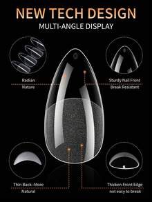 120/240/600 piezas Puntas de uñas almendradas cortas Puntas de uñas de gel transparente suave y mate a media cobertura Puntas de uñas acrílicas prefijadas para extensión de uñas, manicura y uñas postizas en casa