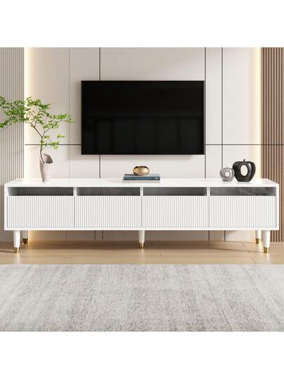 Sairedel TV Cabinet Wit 178cm, Minimalist Cabinet, Furniture Drawers, Acrylic, Moderne Media Board Storage Space, Living Room view 4