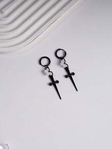 1 Pair Of Stylish Gothic Flat Cherry Blossom Blossom Acrylic Alloy Cross Earrings For Women Everyday Wear Earrings - A - View 13