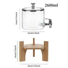 0.8 Gallon(Approx. 3L) Large Glass Beverage Dispenser With Faucet And Bamboo Wood Stand, Suitable For Lemonade, Iced Drinks, Party Supplies, Essential For Christmas, Thanksgiving Dinner, Festive Gatherings, Barbecues, And Outdoor Picnics. - 無色 - 查看 9